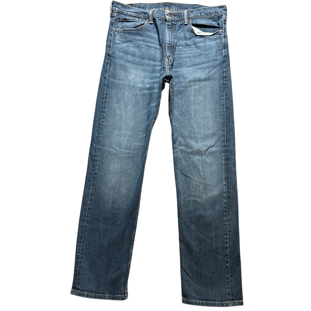 Levi's 505 Regular Fit Jeans Mens 38x34 Medium Wash Blue Straight Leg Stretch